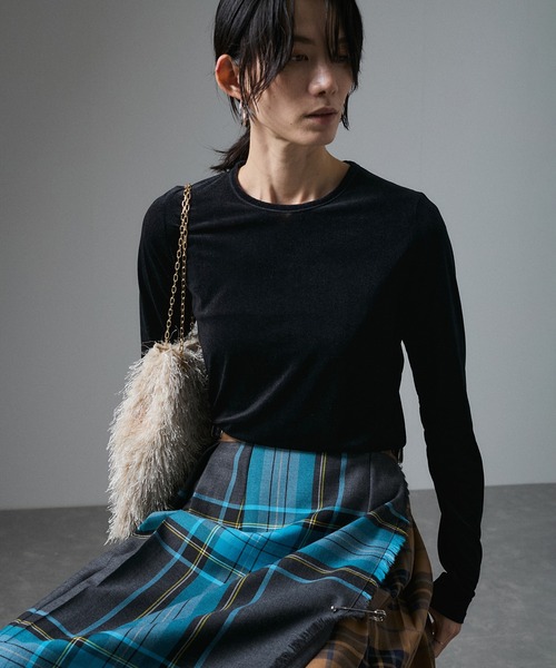 SALON adam et rope 【WEB限定】シアーベロアクルーネック SALON adam et rope' tシャツ シアーベロアクルーネックPO