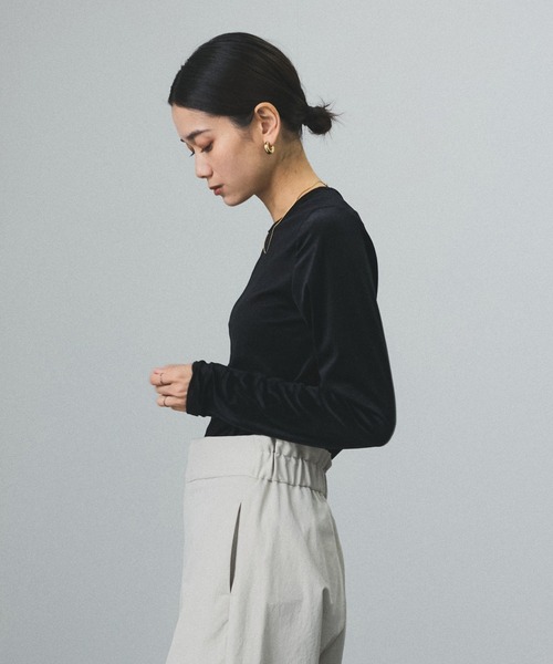 SALON adam et rope' tシャツ シアーベロアクルーネックPO