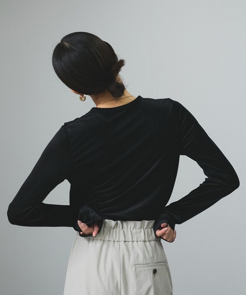 SALON adam et rope 【WEB限定】シアーベロアクルーネック SALON adam et rope' tシャツ シアーベロアクルーネックPO