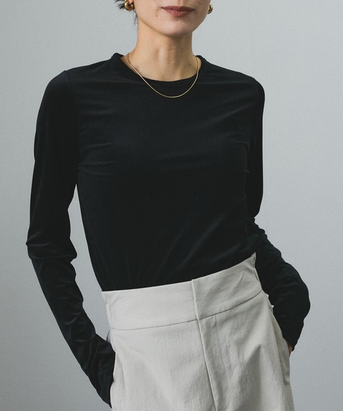 SALON adam et rope' tシャツ シアーベロアクルーネックPO