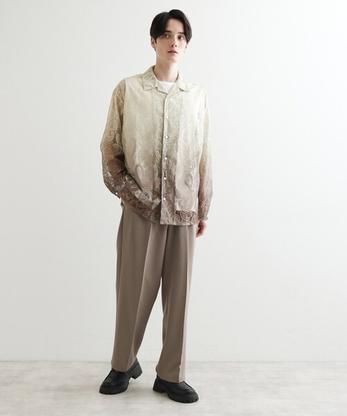 tk.TAKEO KIKUCHI シャツ グラデペイズリーレースシャツ メンズ
