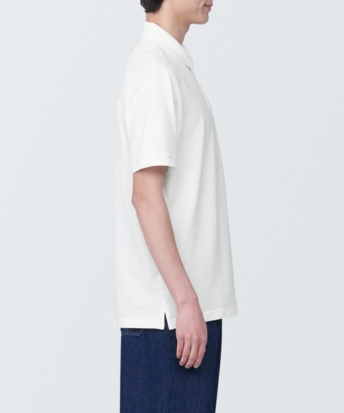 無印良品（MUJI） ポロシャツ 紳士 洗いざらし鹿の子編み半袖