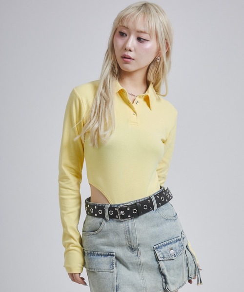 ENVYM（アンビー） tシャツ カットリブボディスーツ レディース
