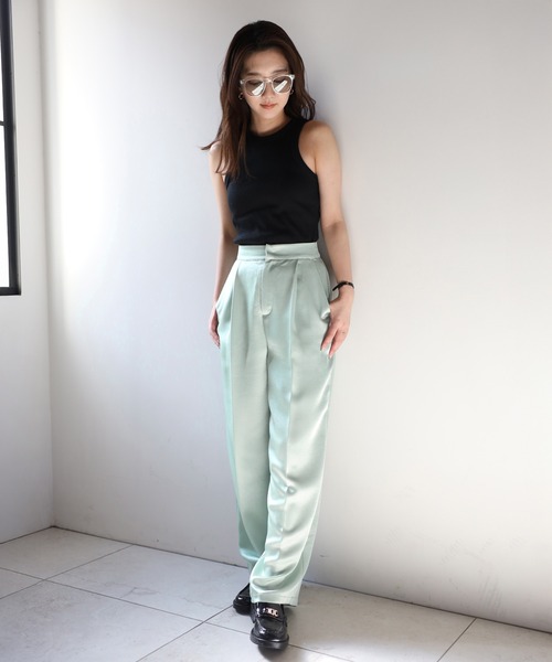 パンツ Satussy ENC パンツ glossy satin pants / グロッシーサテンパンツ
