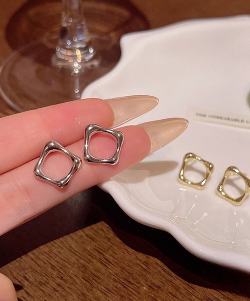 yu-ka ピアス YU-KA:ウェーブスクエアピアス wave square pierce