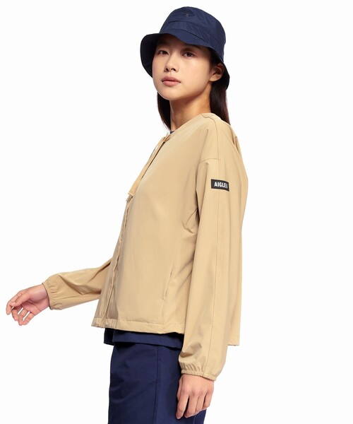 AIGLE ナイロンノーカラージャケット AIGLE ジャケット ノーカラージャケット UVカット 撥水ラウンド