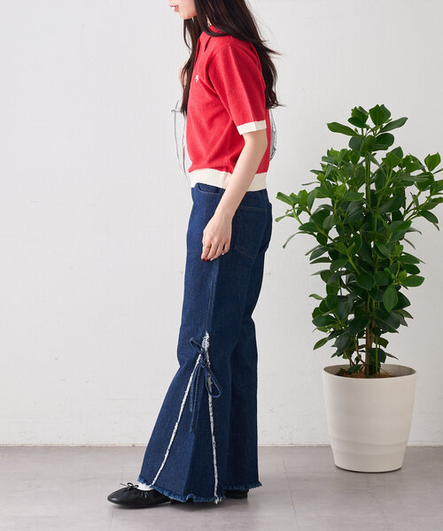【ウエスト調節可/2サイズ展開】フレアデニムパンツ miniministore ジーンズ デニム デニムパンツ 「6サイズ展開