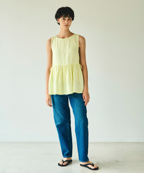 LE GLAZIK ブラウス シャツ | ノースリーブギャザーシャツ WOMEN