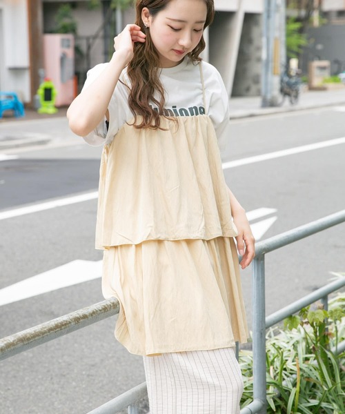 beautiful peopleレイヤードキャミソール セール】カップ付きシアーレイヤードキャミソール（キャミソール