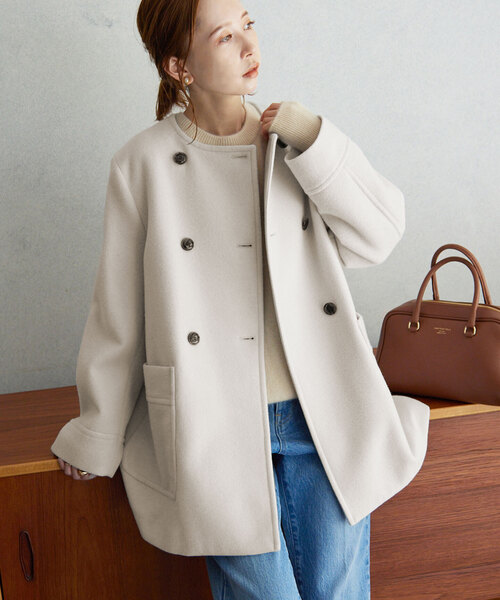 SLOBE IENA（スローブイエナ） ノーカラージャケット 38 アイボリー