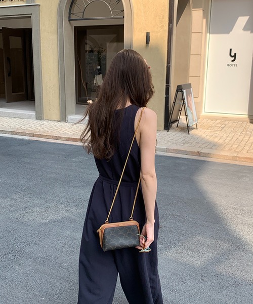 【ロージー】美品☆ 黒ノースリーブオールインワン オールインワン ノースリーブオールインワン レディース