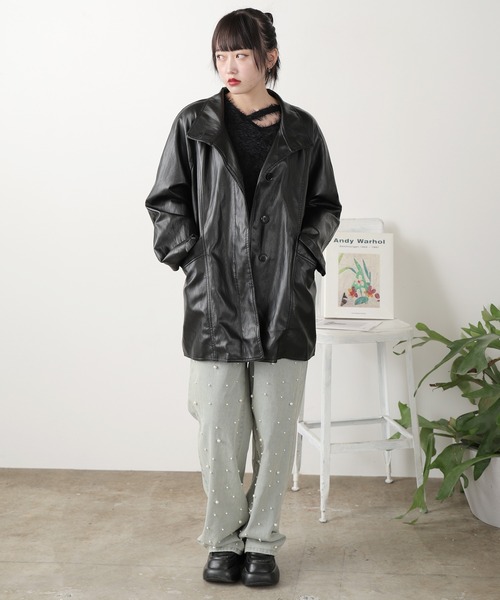 ROOP TOKYO ジャケット ノーカラージャケット ミドル丈 オーバーサイズ