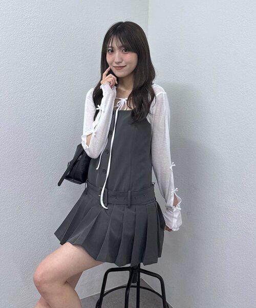 ベルトミニバレエコアワンピ M-LINE ワンピース 「mline」ベルトミニバレエコアワンピ