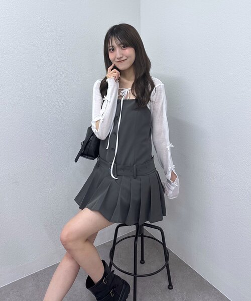 ベルトミニバレエコアワンピ M-LINE ワンピース 「mline」ベルトミニバレエコアワンピ