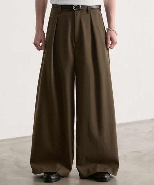 LUENNA ワイドパンツ スラックス 「LUENNA」One-Tuck Baggy Wide