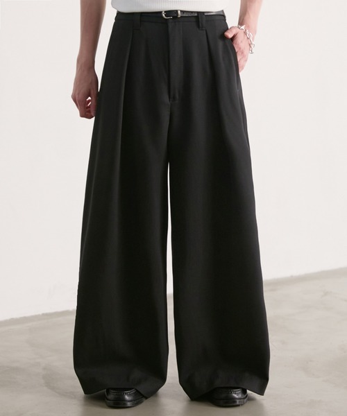 LUENNA スラックス 「LUENNA」One-Tuck Baggy Wide Slacks