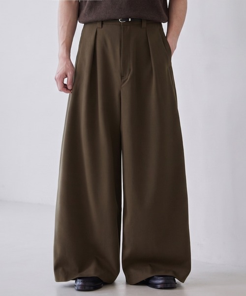 LUENNA ワイドパンツ スラックス 「LUENNA」One-Tuck Baggy Wide