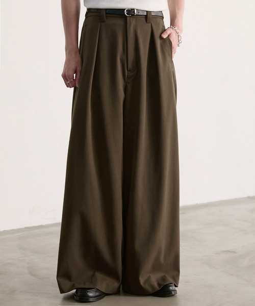 LUENNA ワイドパンツ スラックス 「LUENNA」One-Tuck Baggy Wide