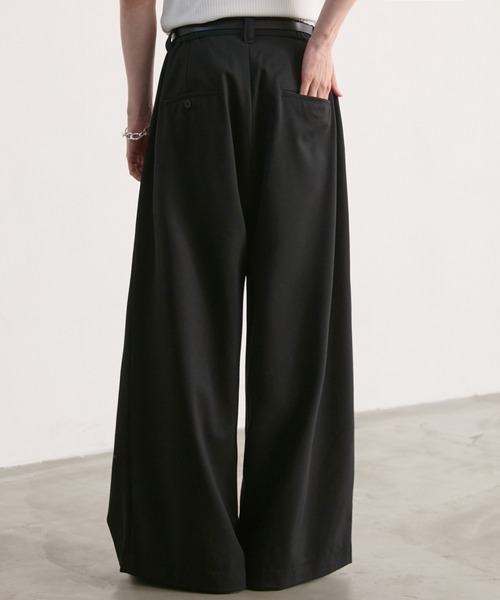 LUENNA ワイドパンツ スラックス 「LUENNA」One-Tuck Baggy Wide