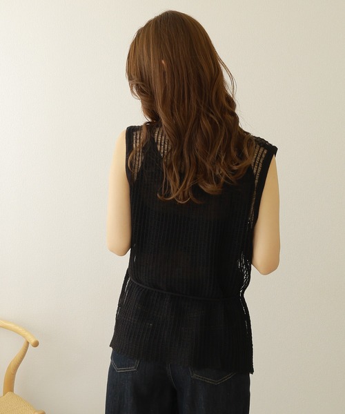 ギャルリーヴィー　コットンメッシュノースリニット　黒 ニット セーター cami layered sleeveless mesh knit /キャミ