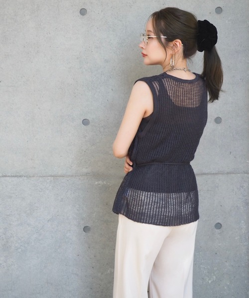 ニット セーター cami layered sleeveless mesh knit /キャミ