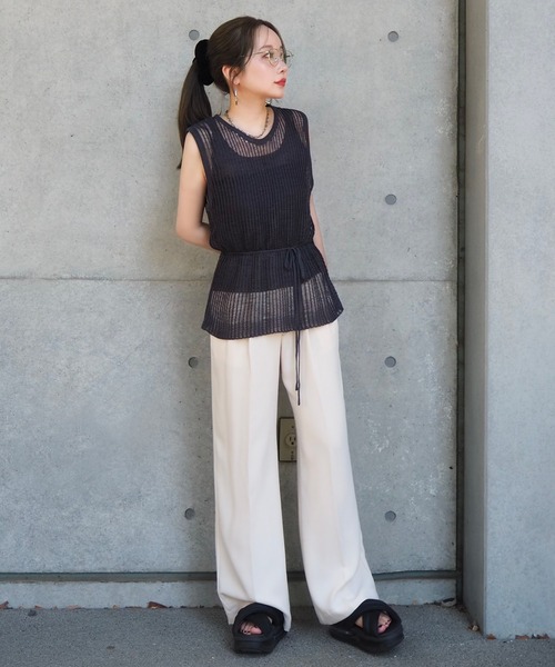NKNIT / ンニット | 2024SS | Mesh Knit メッシュ ニット Tシャツ | 1 | ブラック | レディース NKNIT / ンニット | 2024SS | Mesh Knit メッシュ ニット Tシャツ | 1