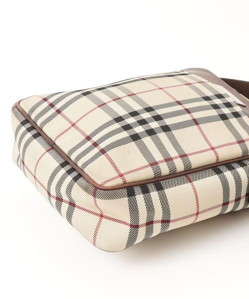 【美品】バーバリー ショルダーバッグ ロンドンチェック PVC メンズ ブラウン BURBERRY 「BURBERRY」 チェック柄ショルダーバッグ - ブラウン