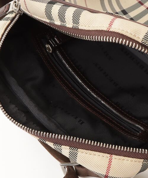 【美品】バーバリー ショルダーバッグ ロンドンチェック PVC メンズ ブラウン BURBERRY 「BURBERRY」 チェック柄ショルダーバッグ - ブラウン
