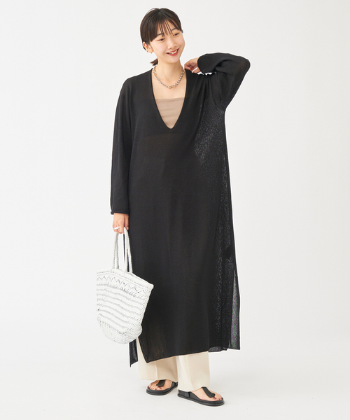 【新品】plage ブラック ロングニットワンピース plage（プラージュ） ニットワンピース 38 ブラック レディース