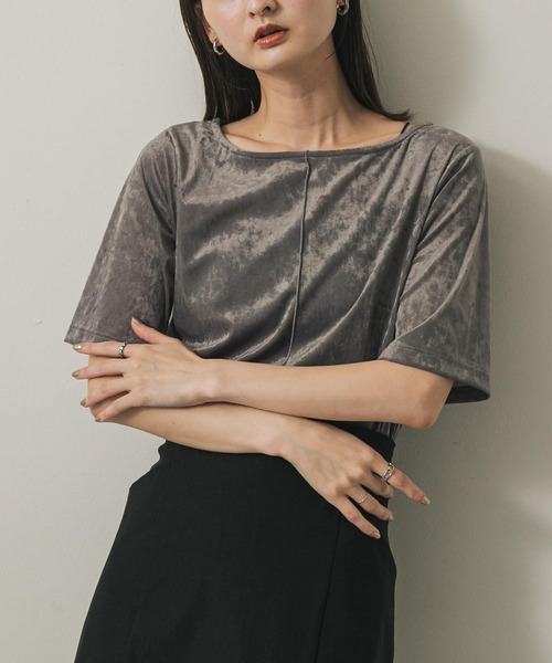 ピアッツァセンピオーネ 黒　半袖　Tシャツ　レーヨン　シアーシャツ　レディース ピアッツァセンピオーネ 黒 半袖 Tシャツ レーヨン シアーシャツ