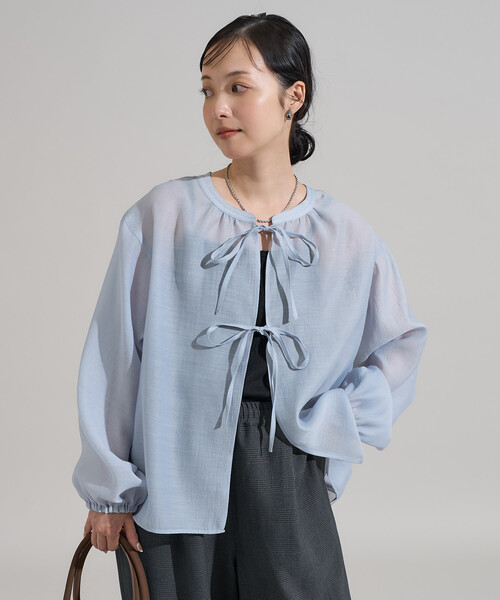 2014F/W ブラウス FREAK'S STORE（フリークスストア） ブラウス シャツ パフ リボン 2WAY