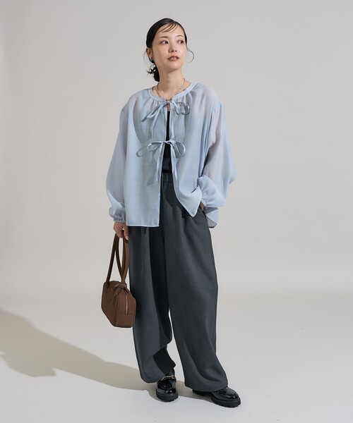 自由なアイデア&表現グラフィックス FREAK'S STORE ブラウス シャツ パフ リボン 2WAYブラウス