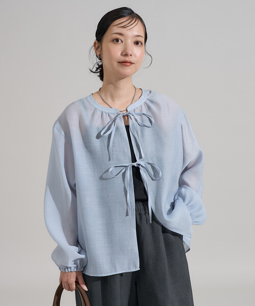 自由なアイデア&表現グラフィックス FREAK'S STORE ブラウス シャツ パフ リボン 2WAYブラウス