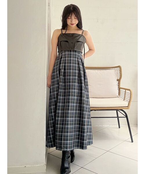 MERCURYDUO（マーキュリーデュオ） ワンピース フェイクレザービスチェ