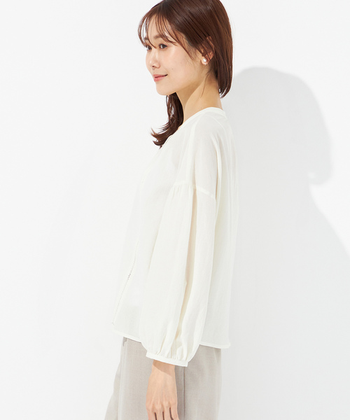 「Petit Honfleur」 7分袖ブラウス 11号 ネイビー レディース_画像2