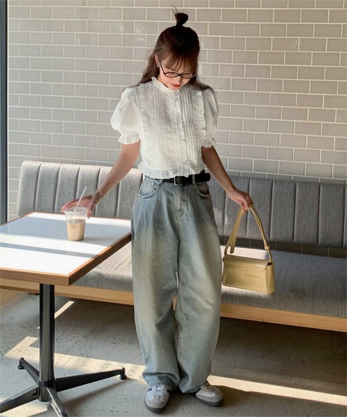 「titivate」 半袖ブラウス M オフホワイト レディース_画像3