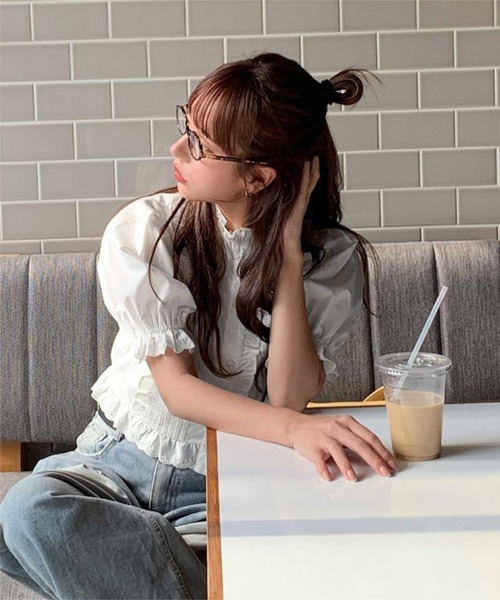 「titivate」 半袖ブラウス M オフホワイト レディース_画像4