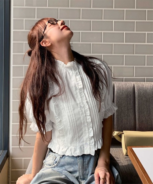 「titivate」 半袖ブラウス M オフホワイト レディース_画像5