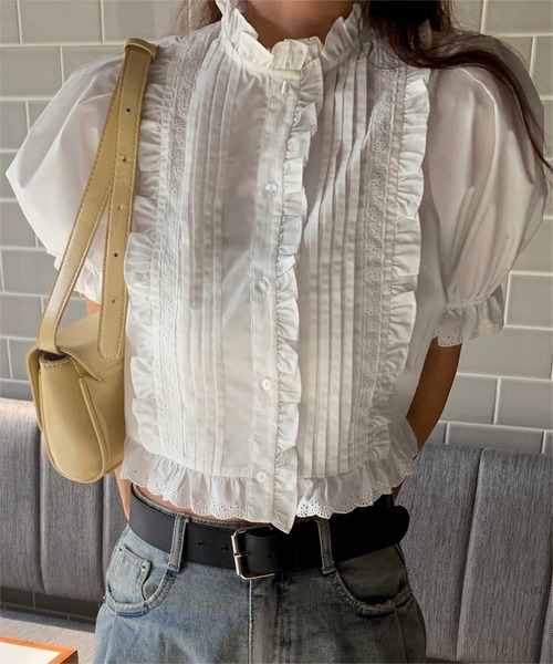 「titivate」 半袖ブラウス M オフホワイト レディース_画像6