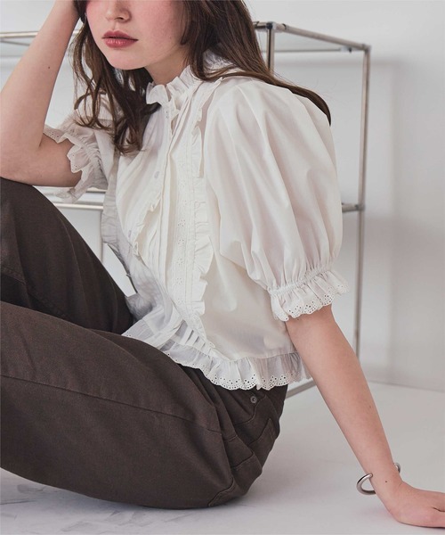 「titivate」 半袖ブラウス M オフホワイト レディース_画像8