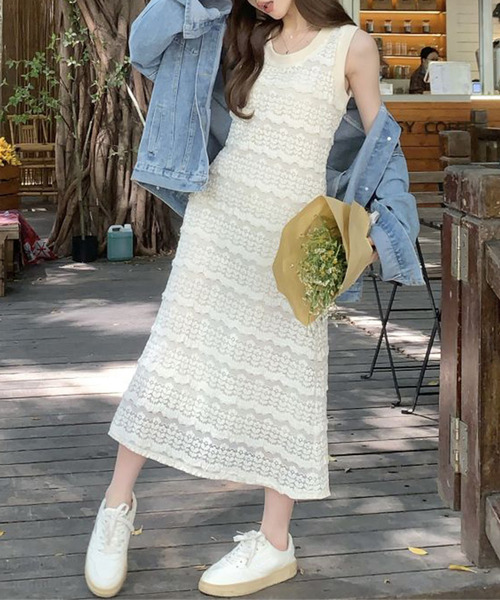 「DAY CLOSET」 ノースリーブワンピース M アイボリー レディース_画像2