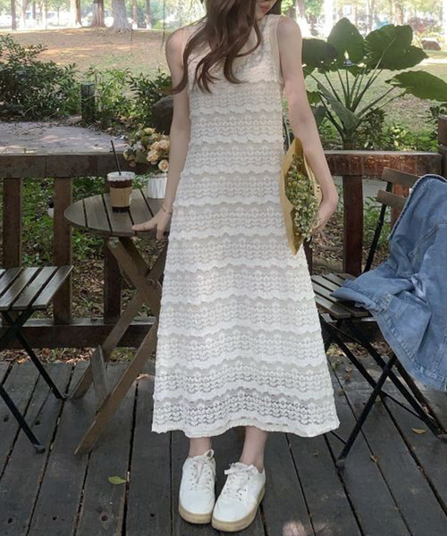 「DAY CLOSET」 ノースリーブワンピース M アイボリー レディース_画像4