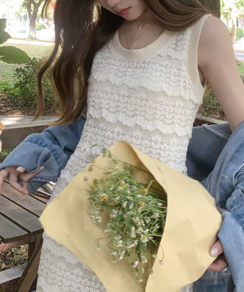 「DAY CLOSET」 ノースリーブワンピース M アイボリー レディース_画像7