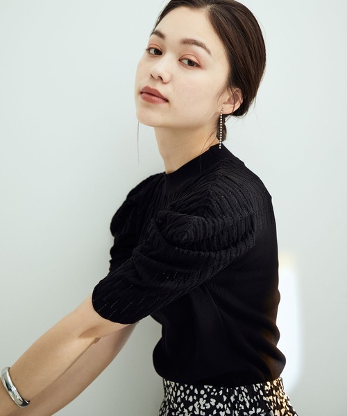 「VIS」 半袖ニット FREE マスタード レディース_画像3