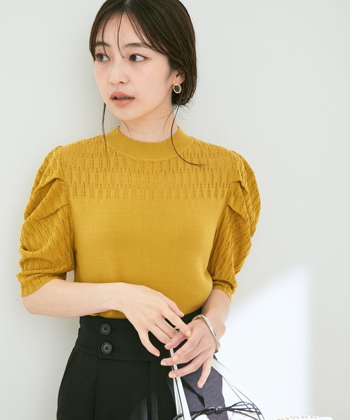「VIS」 半袖ニット FREE マスタード レディース_画像6