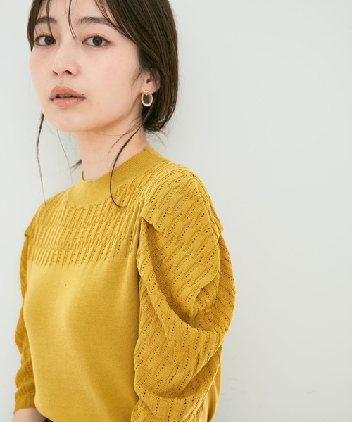 「VIS」 半袖ニット FREE マスタード レディース_画像7