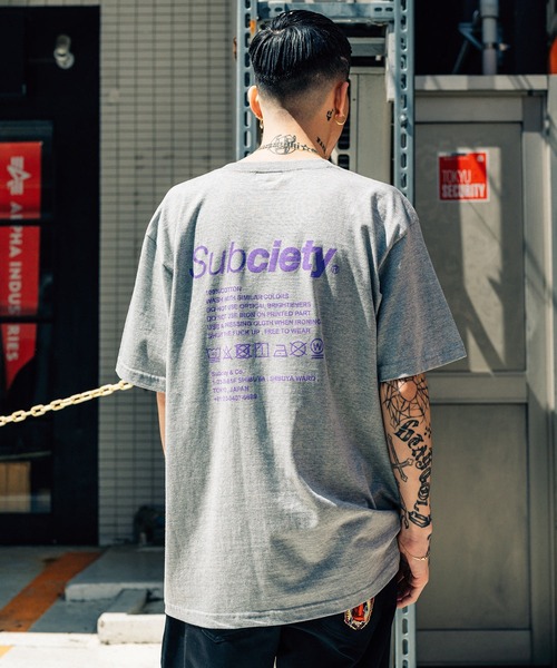 「Subciety」 半袖Tシャツ - ブラック×ブラック メンズ_画像5