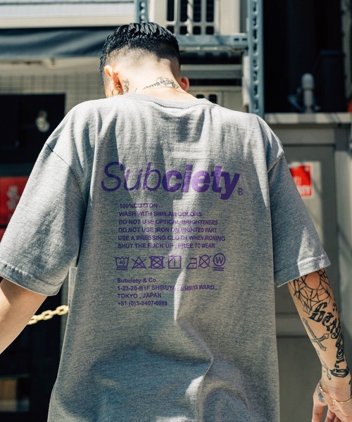 「Subciety」 半袖Tシャツ - ブラック×ブラック メンズ_画像6
