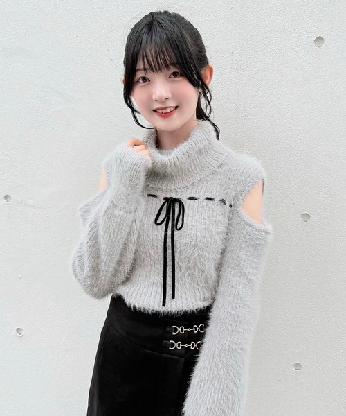 NOMAE（ノーマエ） ニット セーター ベロアリボンオフタートルニット