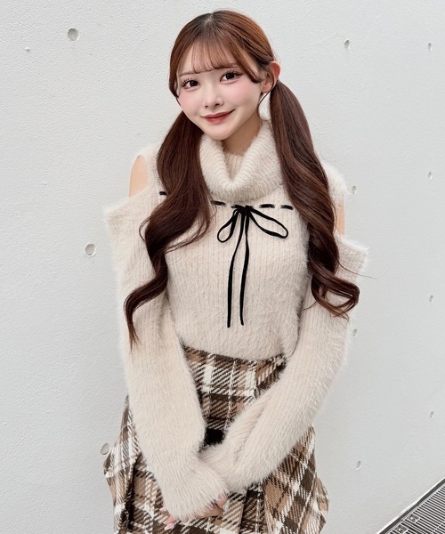 NOMAE（ノーマエ） ニット セーター ベロアリボンオフタートルニット